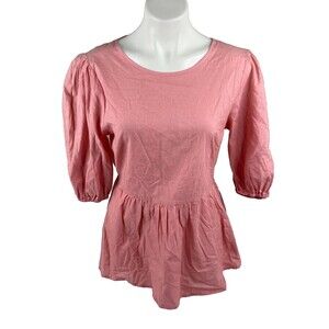 HYFVE Women Large Pink Top Ruffle Bare Back Babydoll Casual NWT